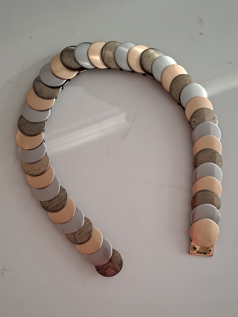 Metallic Gold, Silver & Bronze Elasticated Coin/Disc Waist Belt (Size XS-S)